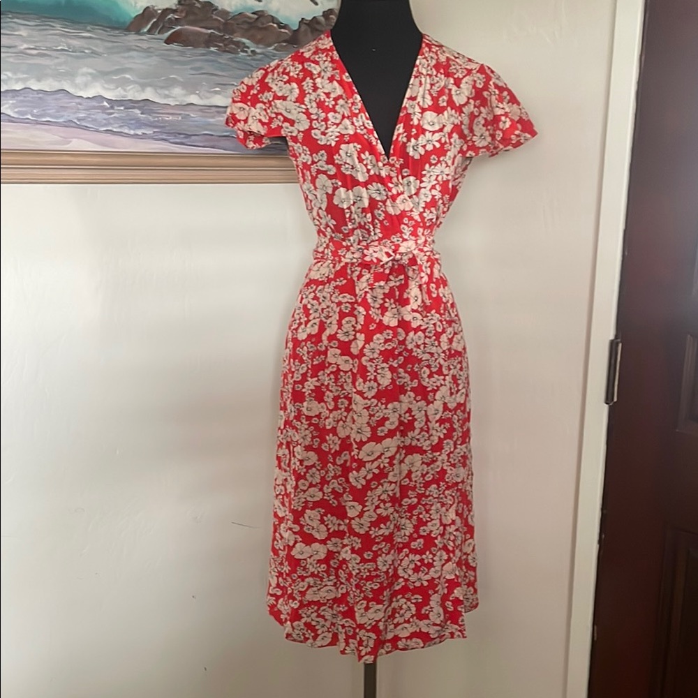 Rebecca Taylor Floral Red Wrap Dress